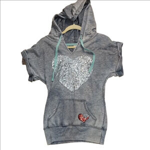 Kids - No Boundaries - Gray Hooded Short Sleeve Sweatshirt
